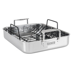 Product Image for Viking 3-Ply Stainless Steel 16-inch Roaster with Rack, Mirror Finish