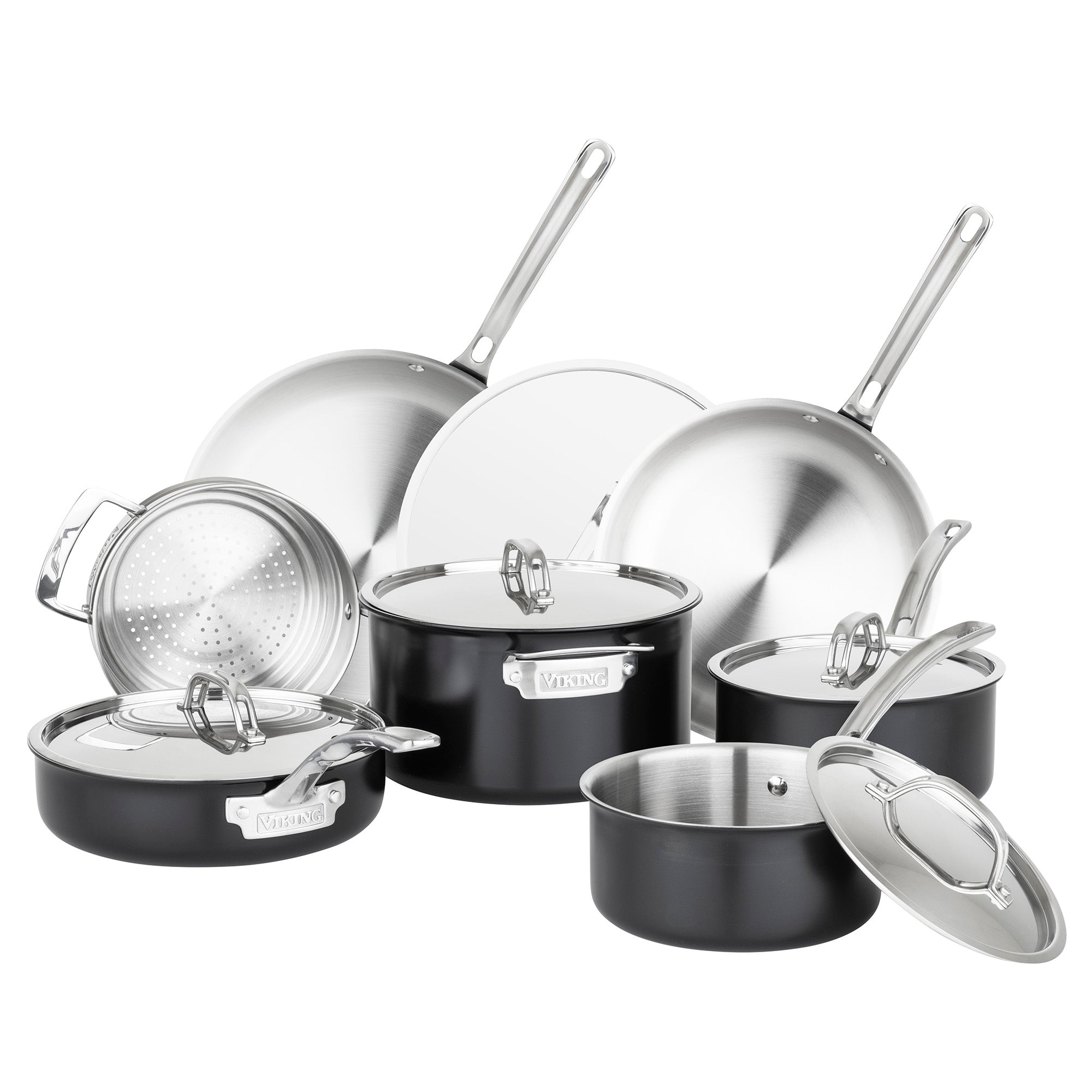 Viking Cast Black 12-piece 3-Ply Stainless Steel Cookware Set