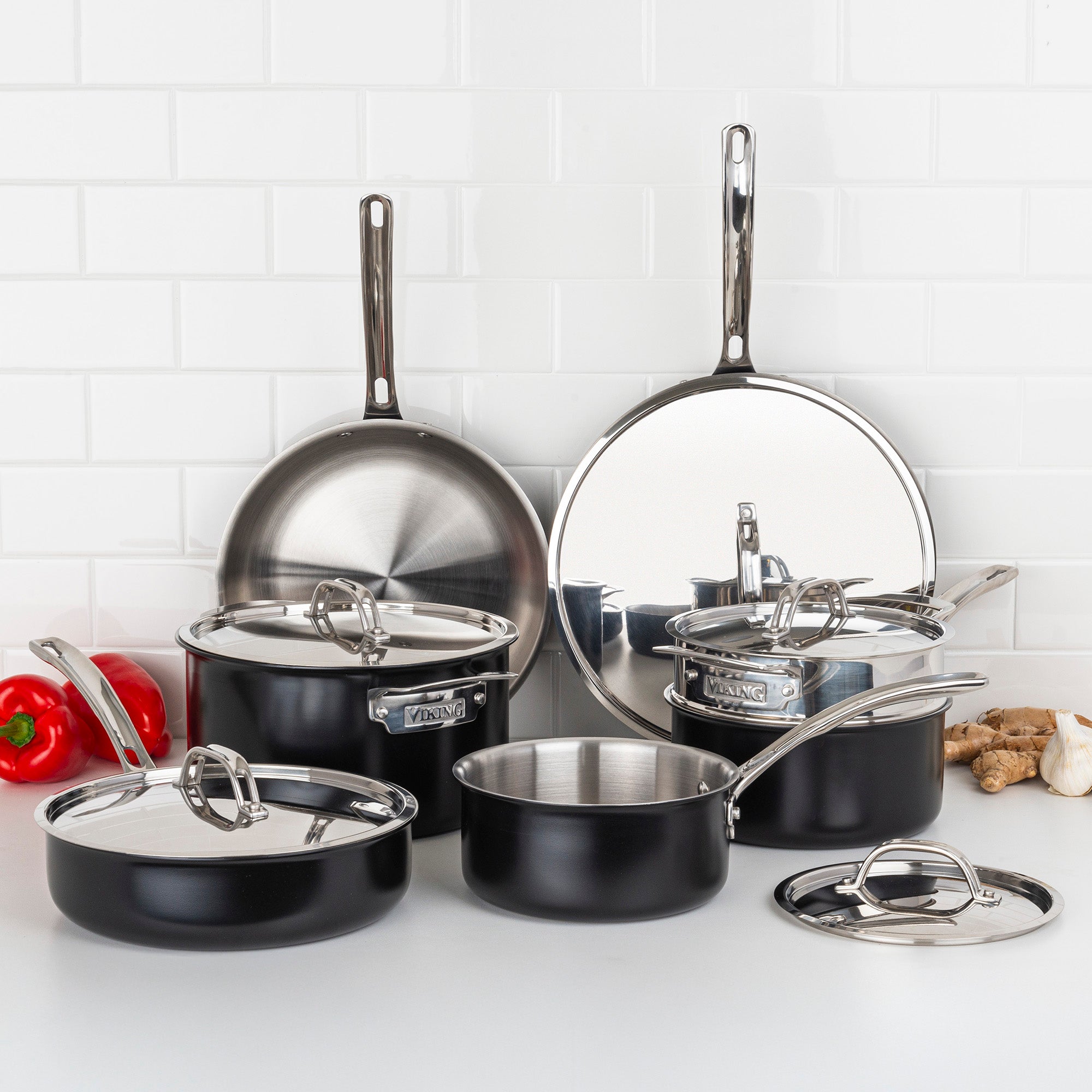 Viking Cast Black 12-piece 3-Ply Stainless Steel Cookware Set