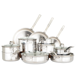 Product Image for Viking 3-Ply 17 Piece Stainless Steel Cookware Set with Glass Lids