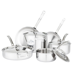 Product Image for Viking 10-Piece 3-Ply Clad Stainless Steel Cookware Set with Metal Lids