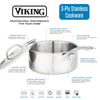 Viking 10-Piece 3-Ply Clad Stainless Steel Cookware Set with Metal Lids