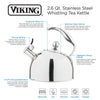 Viking 2.6-Quart Satin Stainless Steel Whistling Kettle with 3-Ply Base