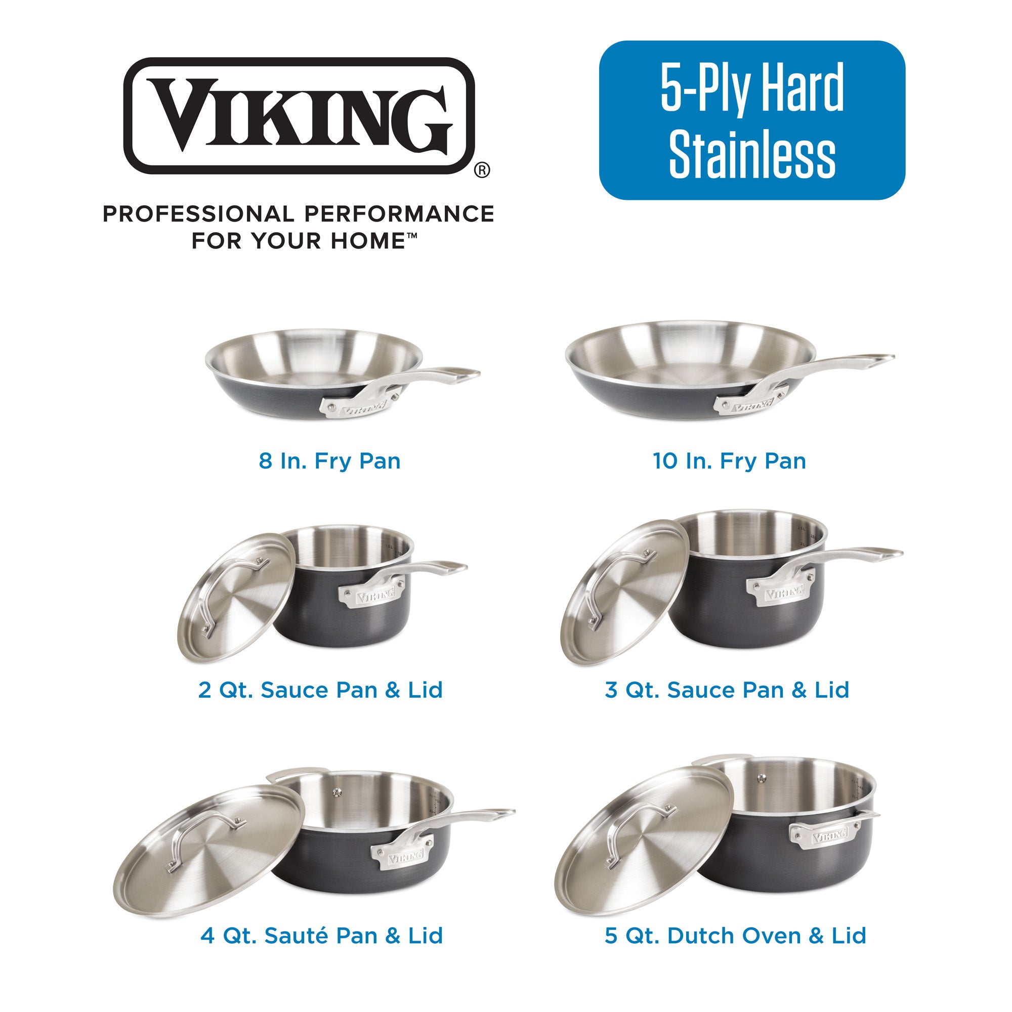 Viking 10-Piece 5-Ply Hard Anodized & Stainless Steel Cookware Set