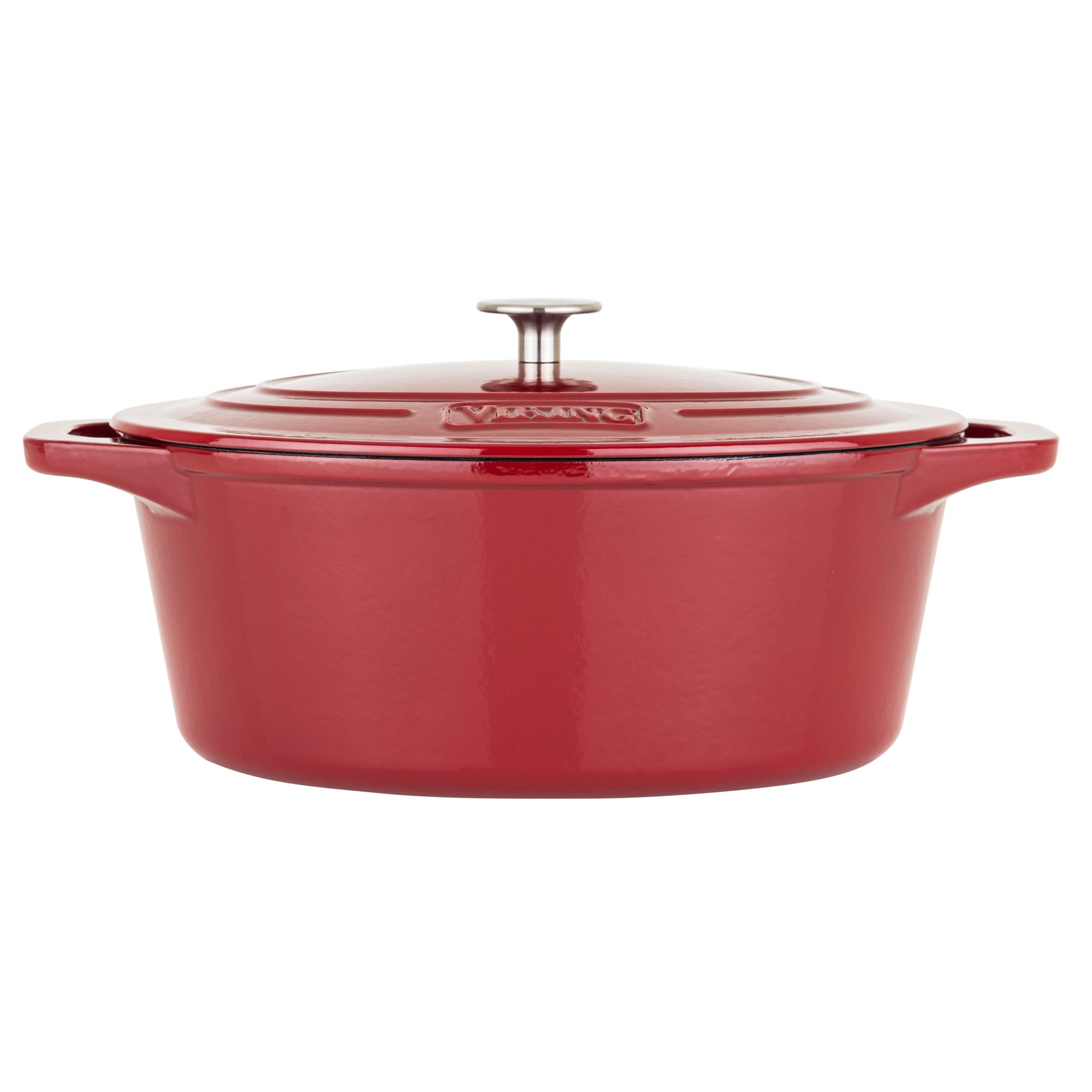 Viking Cast Iron 7-Quart Oval Roaster-Red