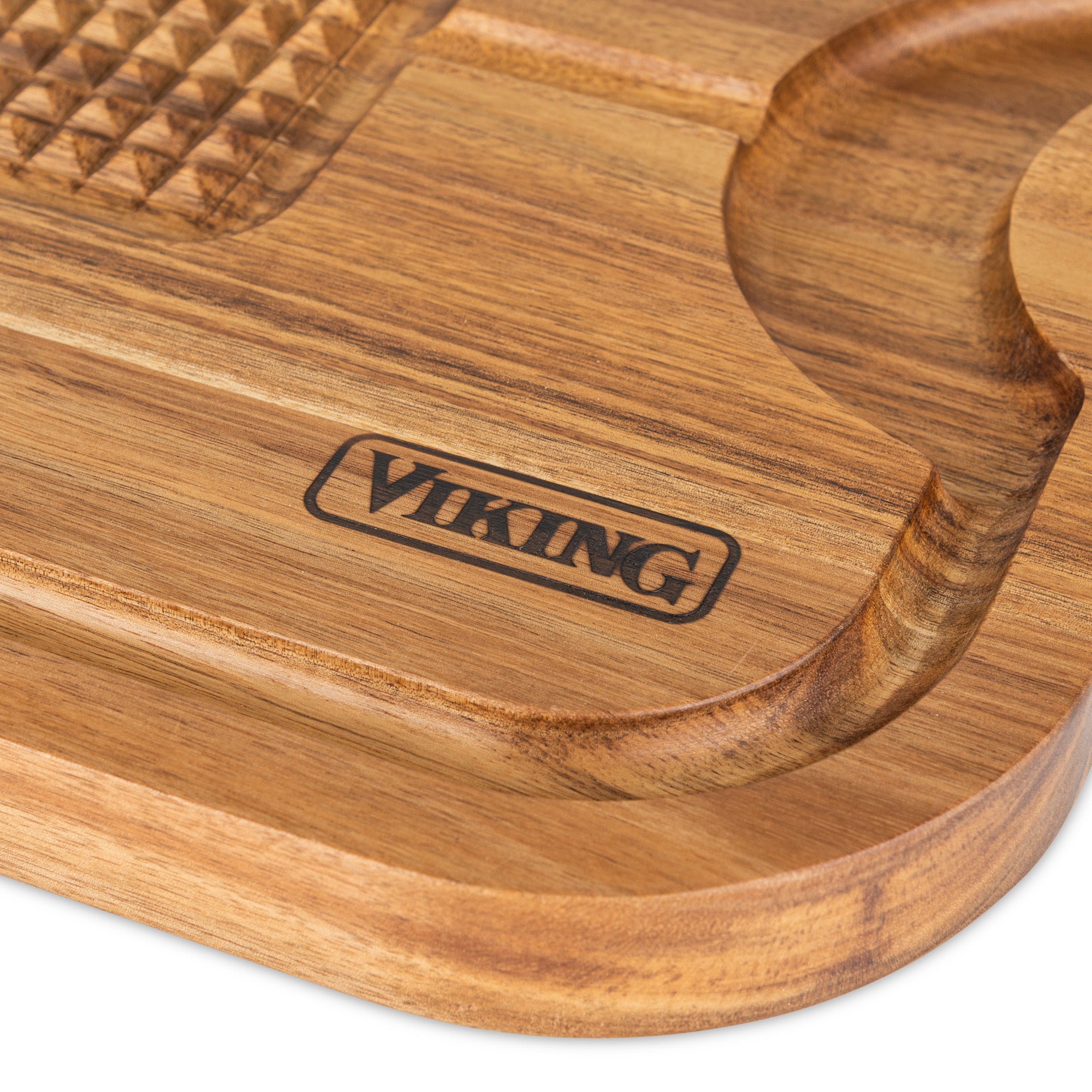 Viking Acacia Wood Cutting Board with 3-Piece German Steel Carving Set